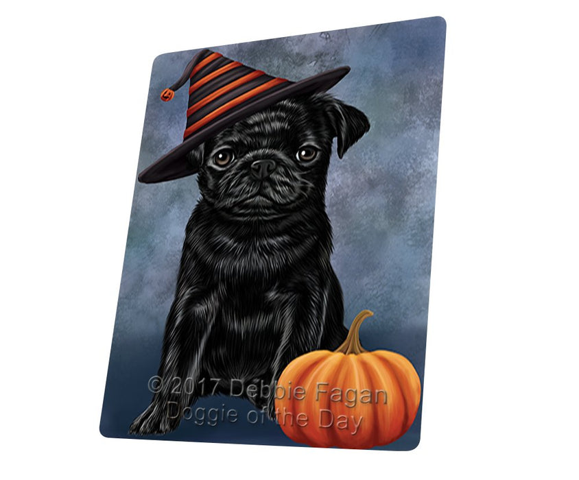 Happy Halloween Pugs Dog Wearing Witch Hat With Pumpkin Magnet Mini (3.5" x 2")