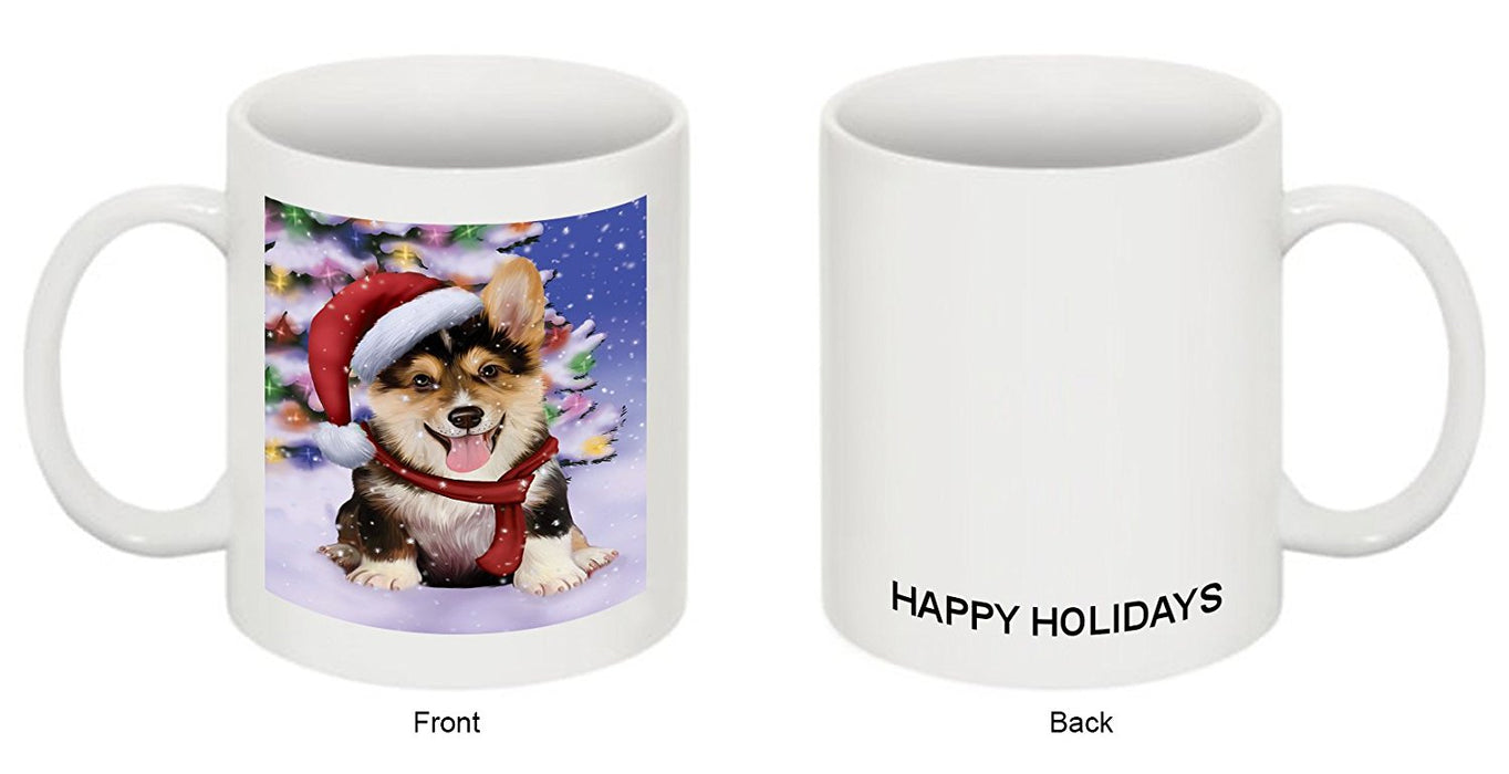 Winterland Wonderland Corgis Dog In Christmas Holiday Scenic Background Mug
