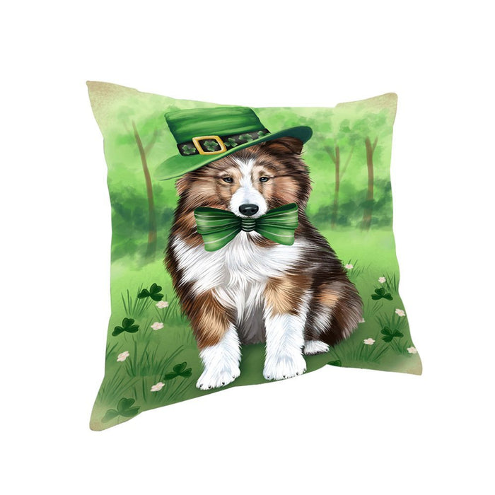 St. Patricks Day Irish Portrait Shetland Sheepdog Dog Pillow PIL52944