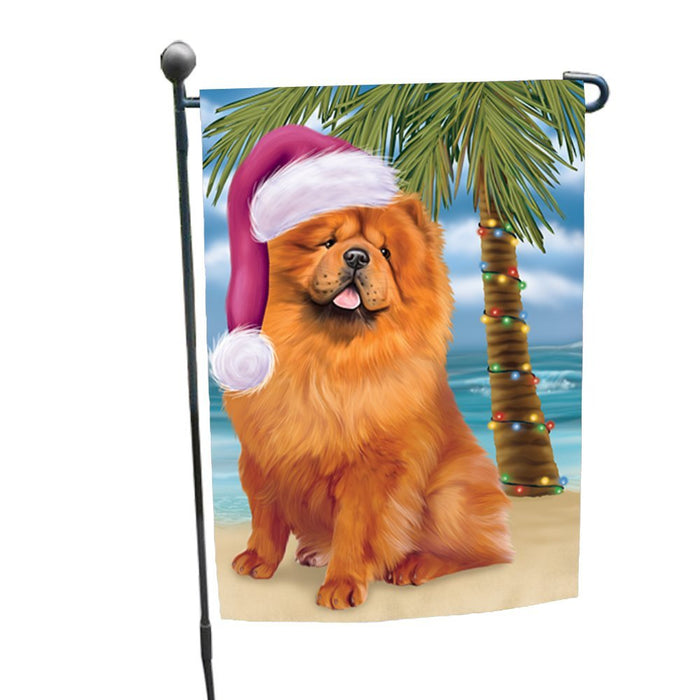 Summertime Happy Holidays Christmas Chow Chow Dog on Tropical Island Beach Garden Flag