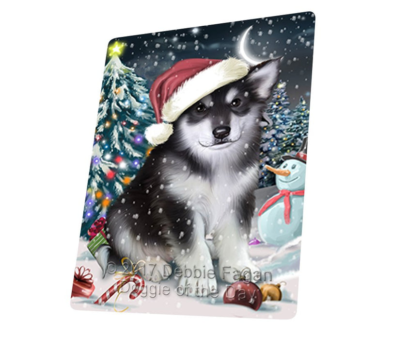 Have A Holly Jolly Christmas Alaskan Malamute Dog In Holiday Background Magnet Mini (3.5" x 2") D056