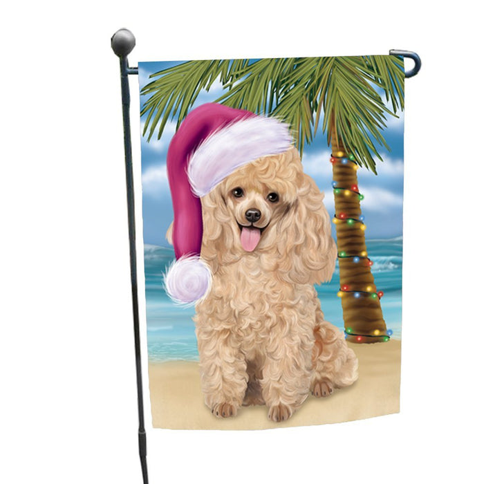 Summertime Happy Holidays Christmas Poodles Dog on Tropical Island Beach Garden Flag