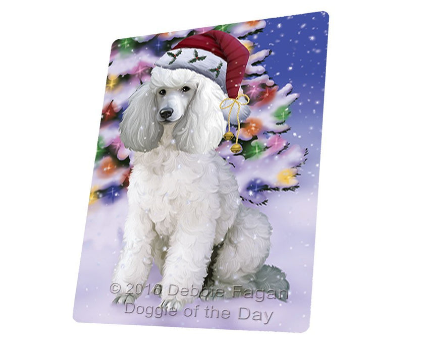 Winterland Wonderland Poodles Dog In Christmas Holiday Scenic Background Large Refrigerator / Dishwasher Magnet