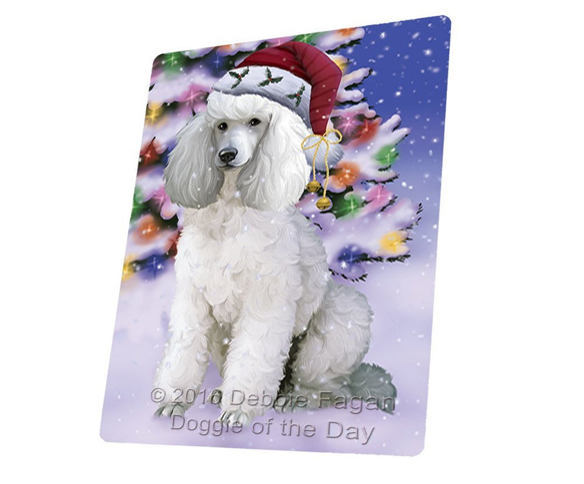 Winterland Wonderland Poodles Dog In Christmas Holiday Scenic Background Tempered Cutting Board