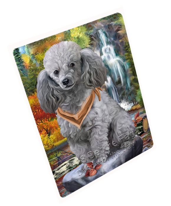 Scenic Waterfall Poodle Dog Tempered Cutting Board C52299