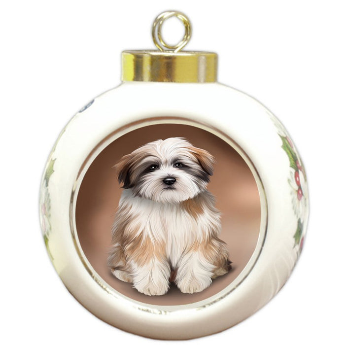 Tibetan Terrier Dog Round Ball Christmas Ornament RBPOR48533