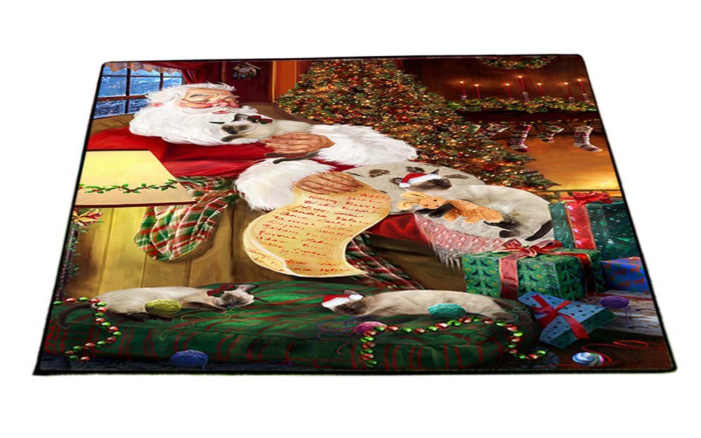 Siamese Cats and Kittens Sleeping with Santa Indoor/Outdoor Floormat