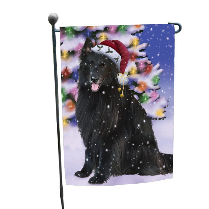 Winterland Wonderland Belgian Shepherds Dog In Christmas Holiday Scenic Background Garden Flag