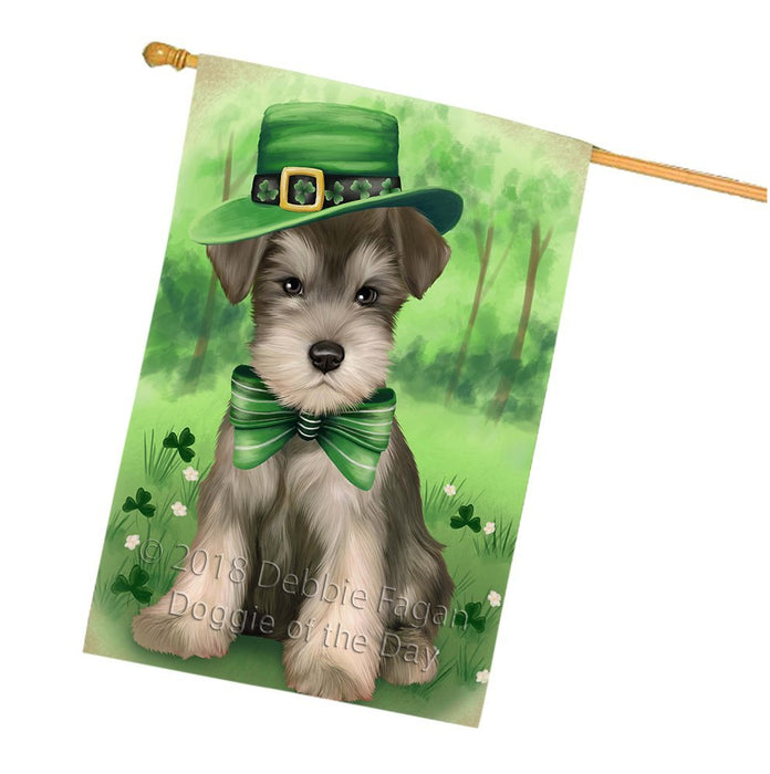 St. Patricks Day Irish Portrait Schnauzer Dog House Flag FLG49224