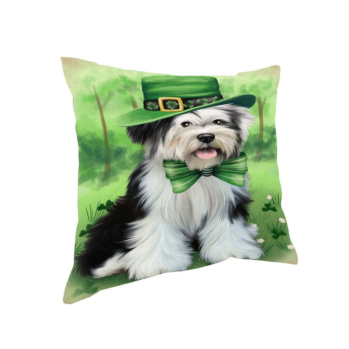 St. Patricks Day Irish Portrait Tibetan Terrier Dog Pillow PIL53008