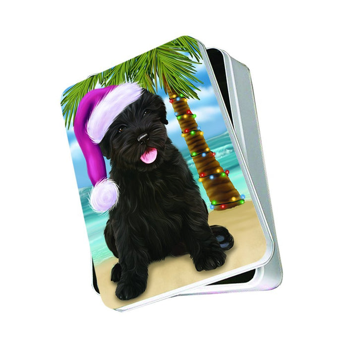 Summertime Black Russian Terrier Dog on Beach Christmas Photo Storage Tin PTIN0762
