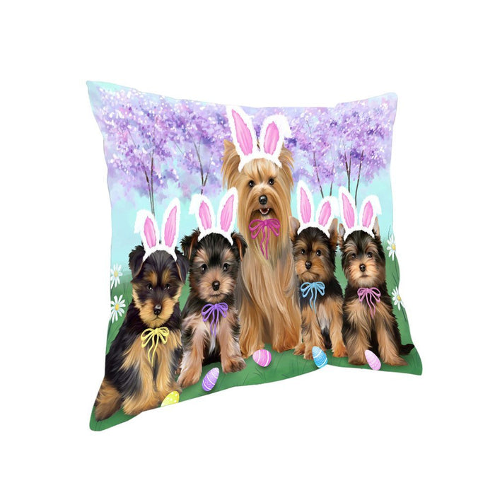 Yorkshire Terriers Dog Easter Holiday Pillow PIL53608