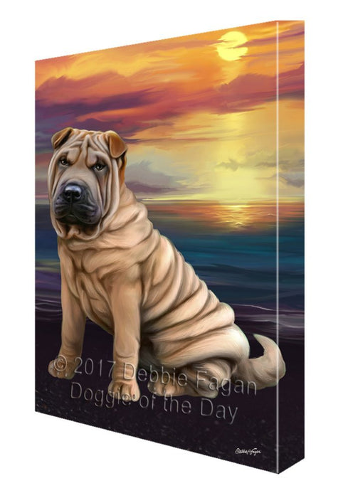 Shar-Pei Dog Painting Printed on Canvas Wall Art Signed