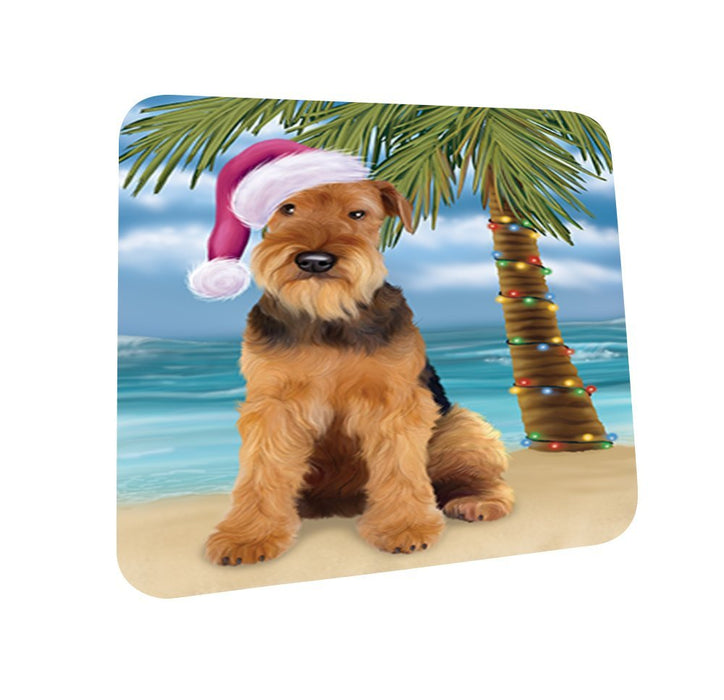 Summertime Airedale Dog on Beach Christmas Coasters CST422 (Set of 4)