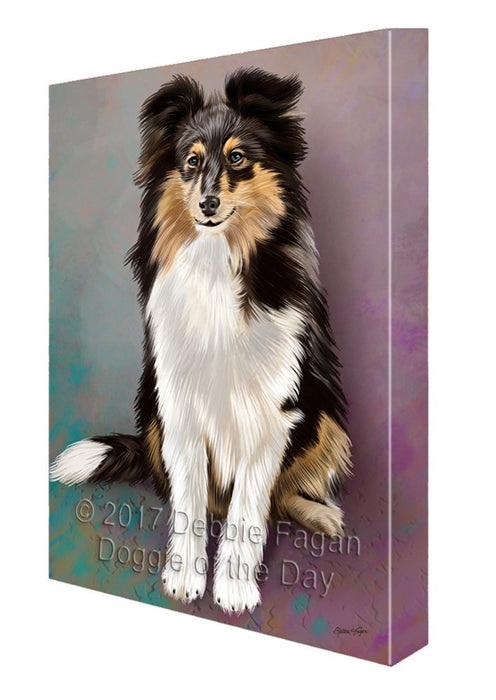 Shetland Sheeps Puppy Dog Painting Printed on Canvas Wall Art Signed