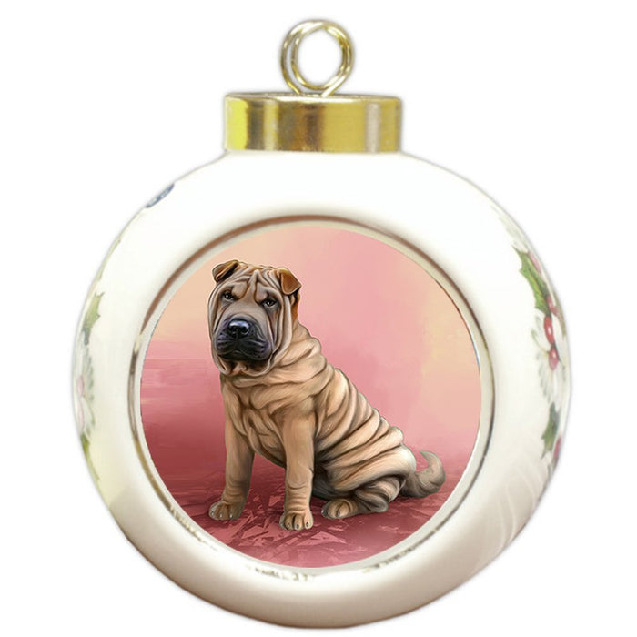 Shar Pei Dog Round Ball Christmas Ornament