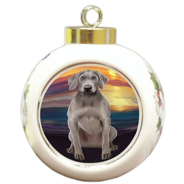 Weimaraner Dog Round Ball Christmas Ornament RBPOR48535