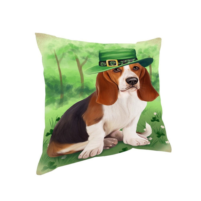 St. Patricks Day Irish Portrait Basset Hound Dog Pillow PIL52588