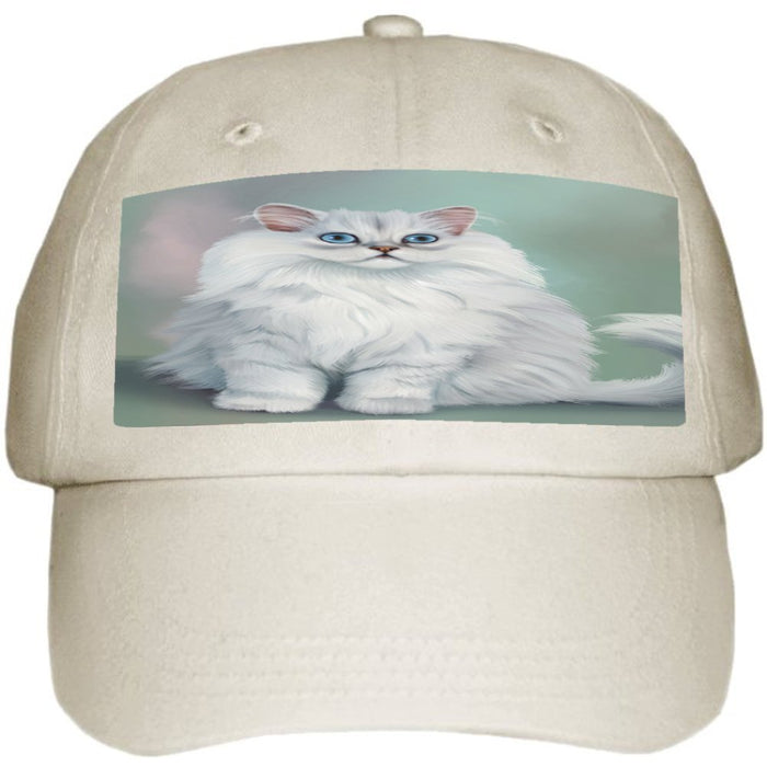 White And Grey Persian Cat Ball Hat Cap Off White