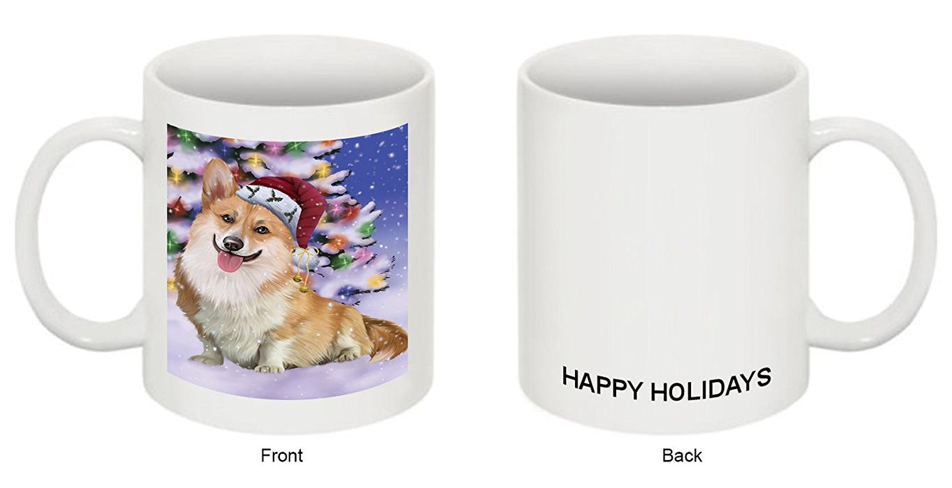 Winterland Wonderland Corgis Dog In Christmas Holiday Scenic Background Mug