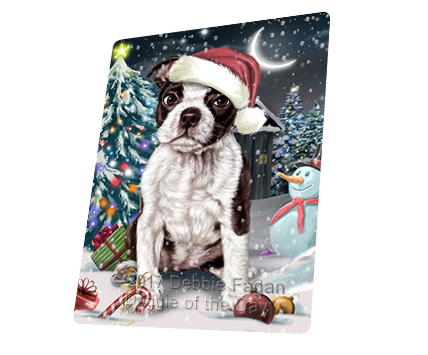 Have A Holly Jolly Christmas Boston Terrier Dog In Holiday Background Magnet Mini (3.5" x 2") d055