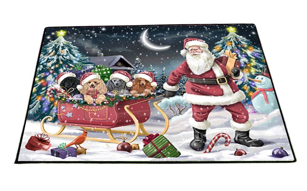 Santa Sled Dogs Christmas Happy Holidays Poodle Indoor/Outdoor Floormat FML0048