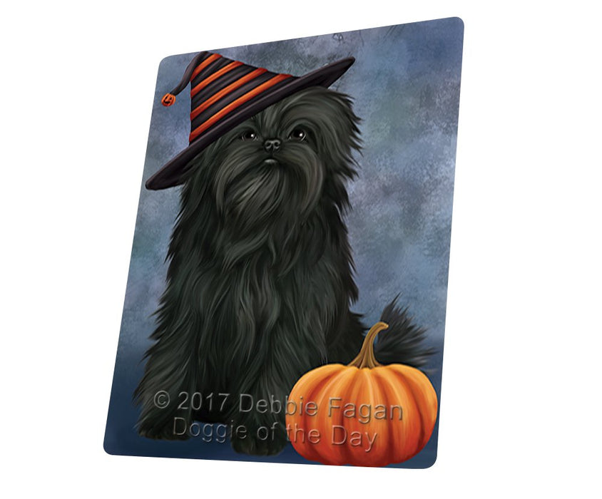 Happy Halloween Affenpinscher Dog Wearing Witch Hat With Pumpkin Magnet Mini (3.5" x 2")