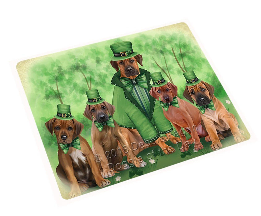 St. Patricks Day Irish Family Portrait Rhodesian Ridgebacks Dog Tempered Cutting Board C51600