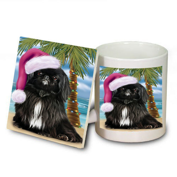 Summertime Pekingese Dog on Beach Christmas Mug and Coaster Set MUC0752