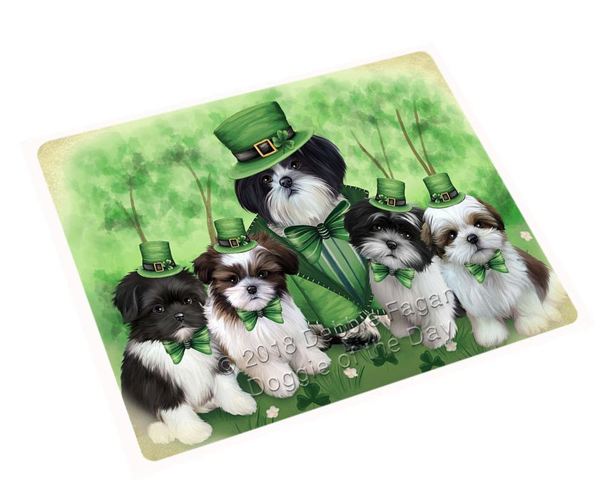 St. Patricks Day Irish Family Portrait Shih Tzus Dog Large Refrigerator / Dishwasher Magnet RMAG55410