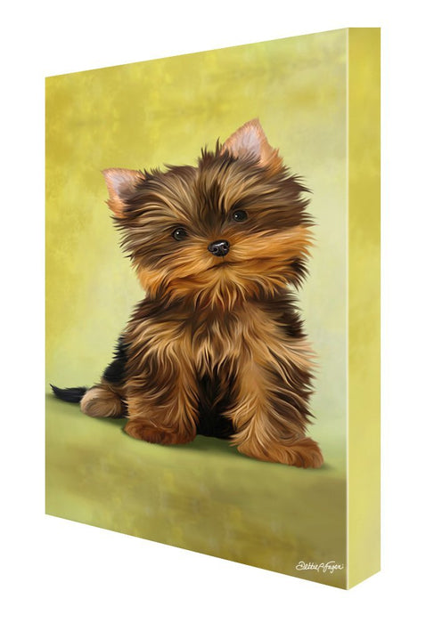 Yorkshire Terrier Dog Painting Printed on Canvas Wall Art Signed
