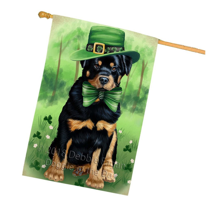 St. Patricks Day Irish Portrait Rottweiler Dog House Flag FLG49213
