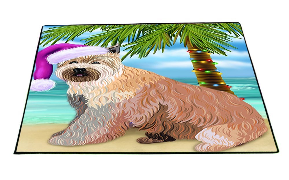 Summertime Happy Holidays Christmas Berger Picard Dog on Tropical Island Beach Indoor/Outdoor Floormat