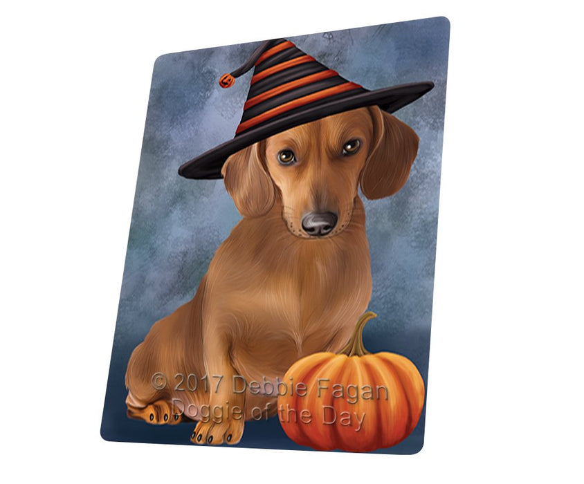 Happy Halloween Dachshund Dog With Witch Hat With Pumpkin Magnet Mini (3.5" x 2")