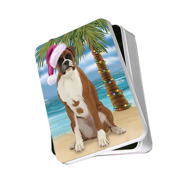 Summertime Boxer Dog on Beach Christmas Photo Storage Tin PTIN0582