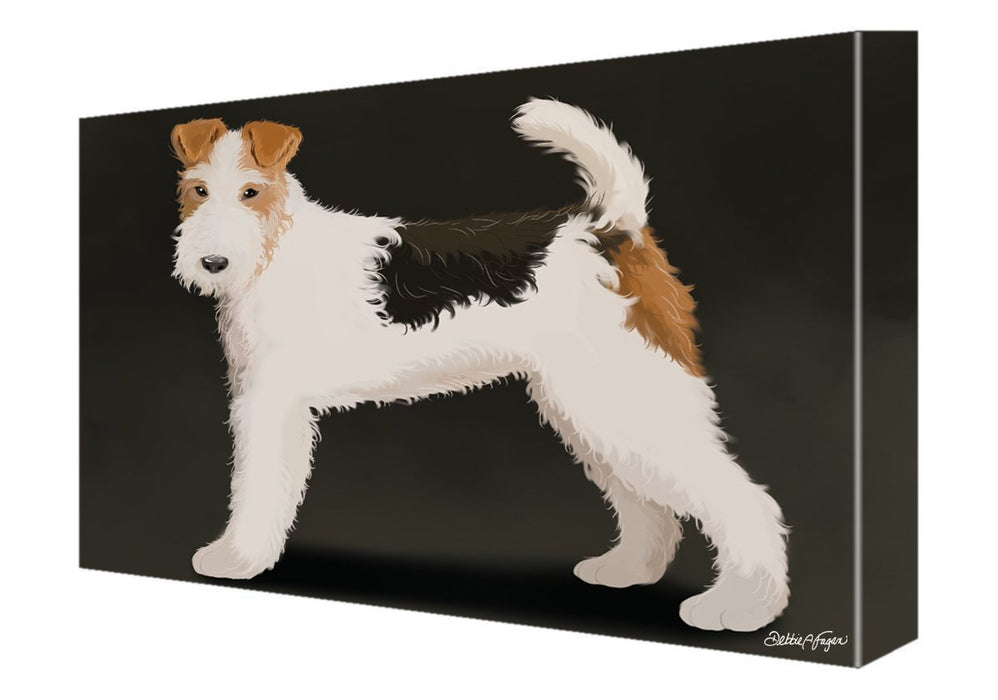Wire Fox Terrier Dog Painting Printed on Canvas Wall Art Signed