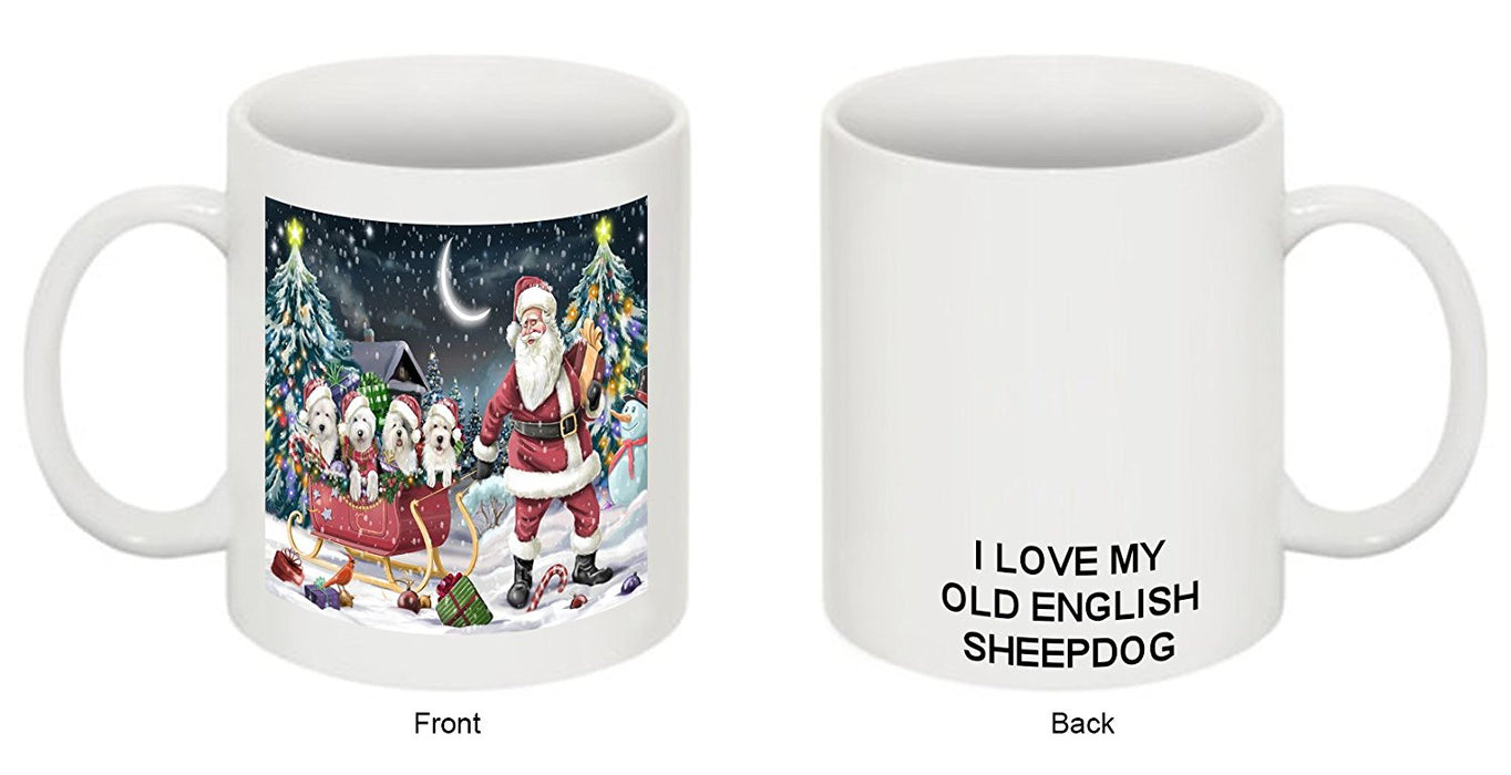 Santa Sled Dogs Old English Sheepdog Christmas Mug CMG0510