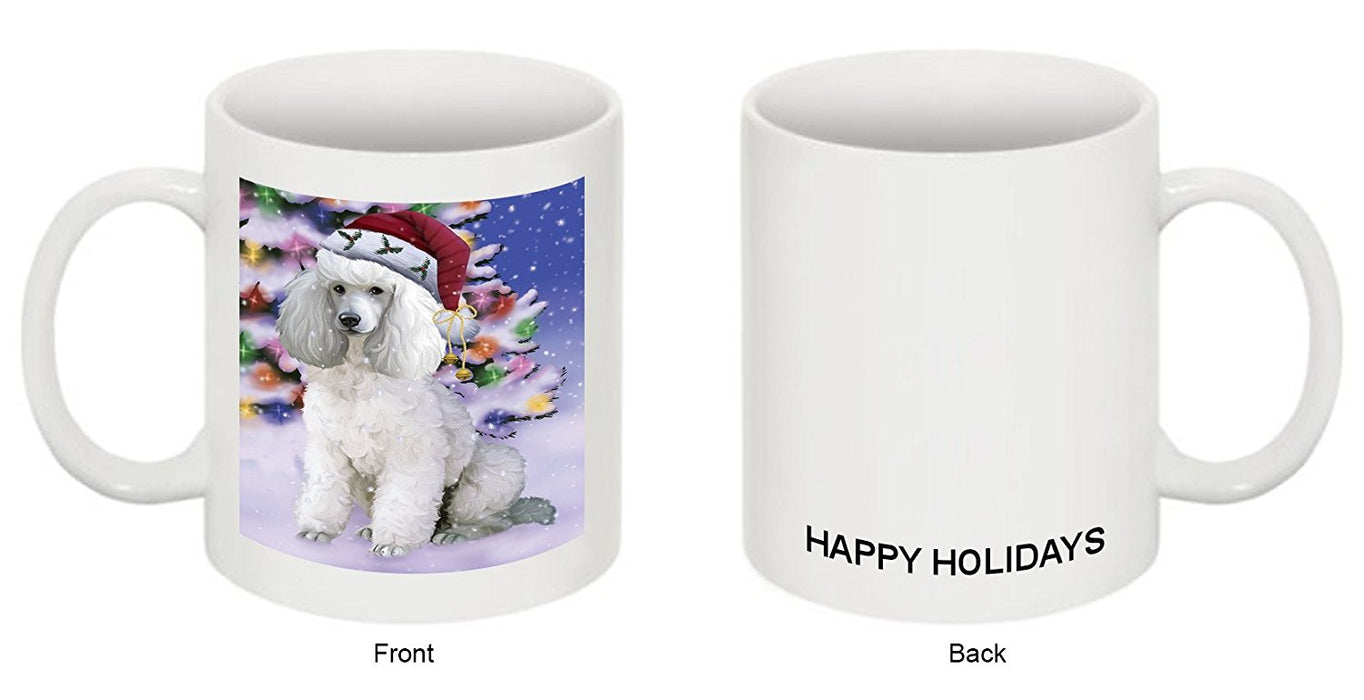 Winterland Wonderland Poodles Dog In Christmas Holiday Scenic Background Mug