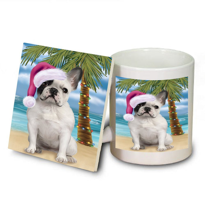 Summertime French Bulldog on Beach Christmas Mug and Coaster Set MUC0615