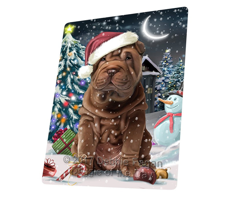 Have A Holly Jolly Christmas Shar Pei Dog In Holiday Background Magnet Mini (3.5" x 2") D122