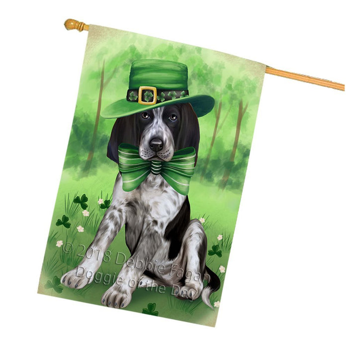 St. Patricks Day Irish Portrait Bluetick Coonhound Dog House Flag FLG49170