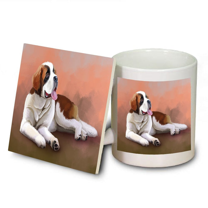 Saint Bernard Dog Mug and Coaster Set