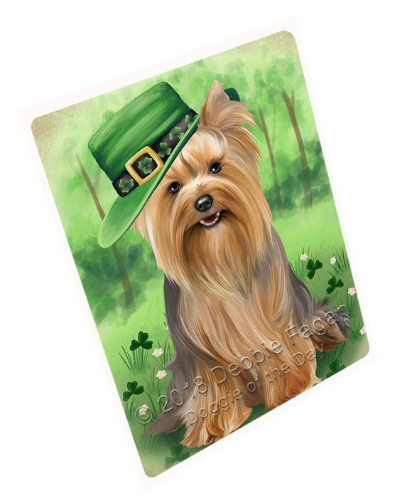 St. Patricks Day Irish Portrait Yorkshire Terrier Dog Tempered Cutting Board C51807