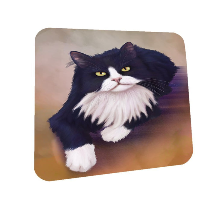 Tuxedo Black And White Cat Coasters Set of 4