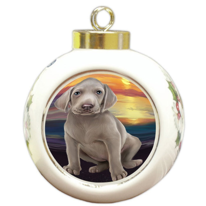 Weimaraner Dog Round Ball Christmas Ornament RBPOR48538