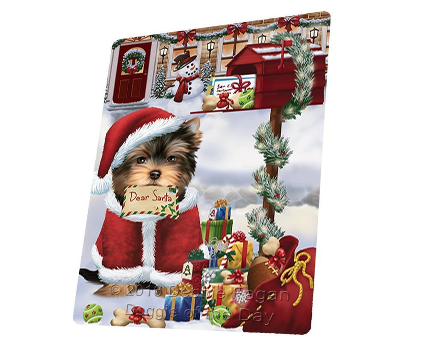 Yorkshire Terriers Dear Santa Letter Christmas Holiday Mailbox Dog Art Portrait Print Woven Throw Sherpa Plush Fleece Blanket
