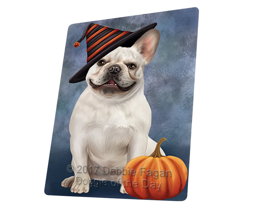 Happy Halloween French Bulldog Dog With Witch Hat With Pumpkin Magnet Mini (3.5" x 2")