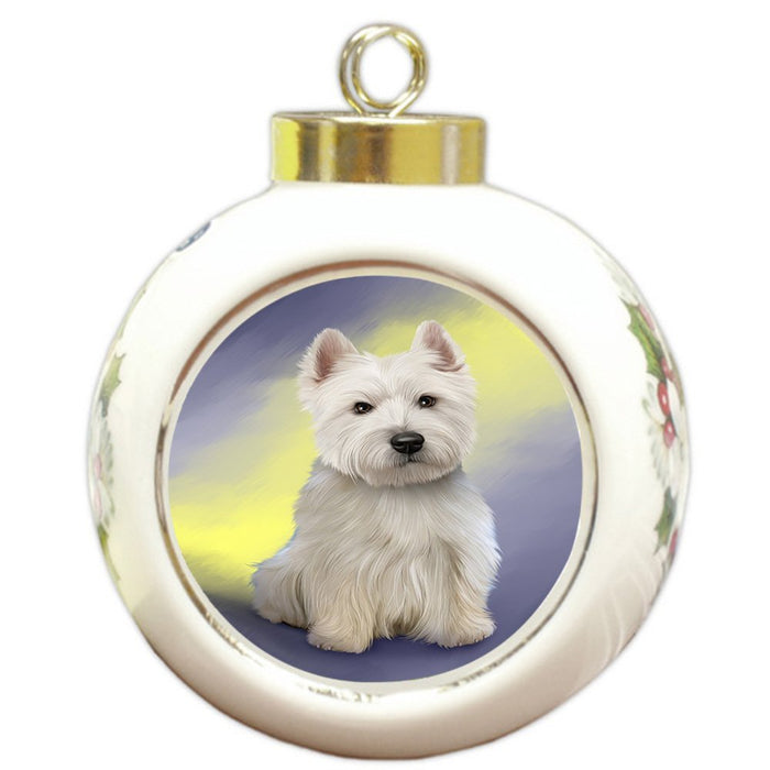 West Highland White Terrier Dog Round Ball Christmas Ornament RBPOR48373