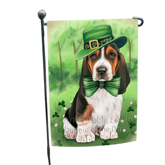 St. Patricks Day Irish Portrait Basset Hound Dog Garden Flag GFLG49094