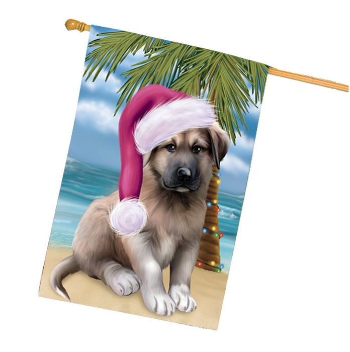 Summertime Happy Holidays Christmas Anatolian Shepherds Dog on Tropical Island Beach House Flag